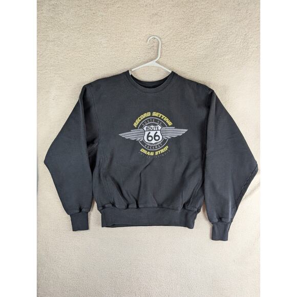 Champion Sweatshirt Mens Medium Reverse Weave Crewneck Route 66 Drag Strip - Picture 1 of 16